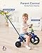 KRIDDO 4-in-1 Kids Tricycle for 1.5 to 3 Yea Old with Parent Steering Push Handle, 12 Inch Front Wheel Trike, Toddler Balance Bike for Boys Girls 18 Months to 3 Years, Adjustable Height, Blue