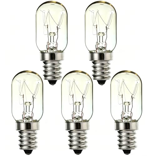 Sunnylinn 15W E14 Screw Salt Lamp Bulbs 230V Scentsy Warmer Bulb Small Edison Screw SES Warm White 2700K E14 Sewing Machine Light Bulb Pygmy Fridge Bulb T20 E14 Oven Microwave Bulb (5-Pack).