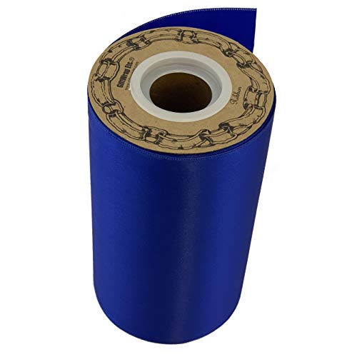 Grand Opening Royal Blue Ribbon - 6" x 25 Yards, Double Wide, Satin, 4th of July, Police Support, Wreath, Store Front, Thin Blue Line, Veterans Day, Christmas