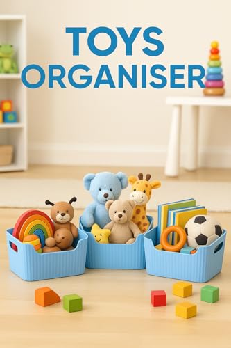Image of Plastic Storage Box with Lid - Large Stackable Organizer Storage Box for Clothes, Toys, Kitchen - Big Size Plastic Storage Container Basket for Home, Office, Bathroom(Smal,Pack of 6,Blue)