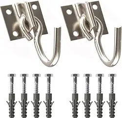 Kit Gancho para Rede em Aço Reforçado com Parafusos e Buchas – Instalação Segura e Completa - Produto Premiun