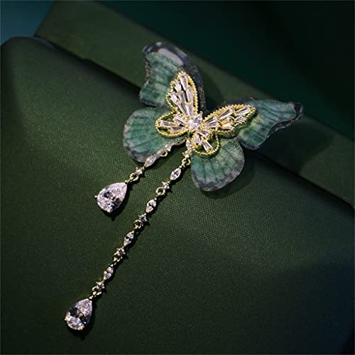 Broche Papillon Soyeux avec Pompon et Épingle de Costume - 3