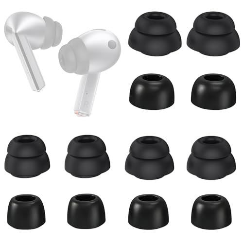 VZU Embouts de casque en caoutchouc pour Samsung Earbuds Pro 3, Galaxy Buds 3 Pro, noir, S/M/L, avec filet anti-poussière (3 paires de silicone et 3 paires de mousse à...