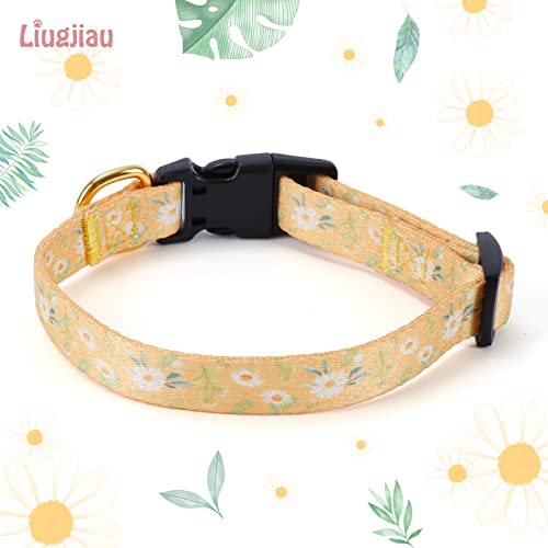 Cotton-Handmade-Dog-Collar-for-Small-Medium-Large-DogsYellow-Daisy-with-Pendant-Cute-Dog-CollarsIdeal-for-Girl-Dogs-Boy-Dogs-Medium