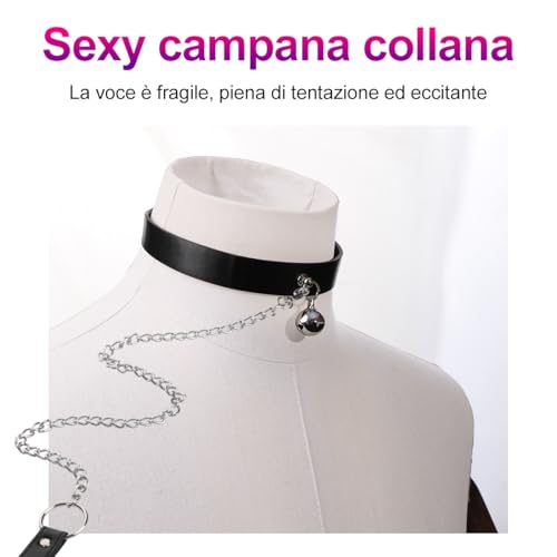QUEEN'S STORY BDSM Fesselhalsband Bondage-Lederhalsband Flirten, Leine, Sklave,Choker Collar Fetischhalsband schwarzer Kettenset PU-Leder Verstellbare Halsfessel, Halsbänder Sexspielzeug für Frauen