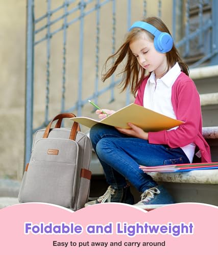 KONNAO Kids Headphones Wireless 60H, Foldable On Ear Headphone with MIC, Volume Limiter 85dB/94dB Wireless & Wired Headphones, Over-Ear Headphone for Kid Adult School Online Class Travel, Blue - Image 6
