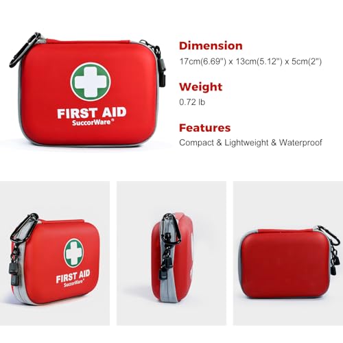 150 Pieces Mini First Aid Kit - Small Medical Kit with Hard Shell - Emergency First Aid Kit for Car, Travel, Home, Outdoor, Office, Camping, Hiking (Red) - Image 4