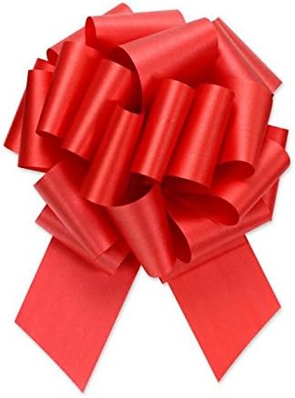 Berwick Offray 7/8'' Wide Ribbon Pull Bow, 4'' Diameter with 18 Loops, Imperial Red