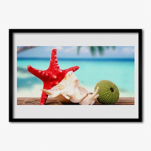 Affiche encadrée 70x50 cm haut de gamme cadre MDF œuvre artistique seashell image murale