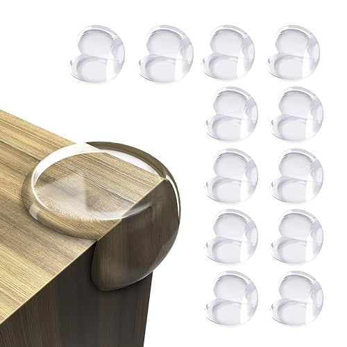 Image of Kids Station Baby Proofing Corner Guards for Furniture-Table Guards with Soft Silicone, Sharp Corner Protection, Transparent PVC-Childproof Safety (Round Transparent Corner Guards, Pack of 12)