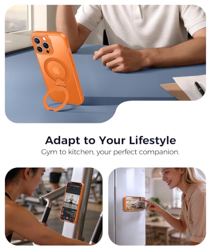 Image of FNTCASE for iPhone 13 Pro Max Case with 360 Spin Magnetic Stand Orange