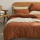 Michorinee Burnt Orange Single Size Duvet Cover Set Caramel Pumpkin Bedding Set Washed Microfiber Natural Wrinkles Look Soft Quilt Cover Zipper Closure with Pillowcase 50x75 cm