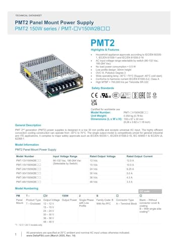 Alimentation de commutation 150W PMT-24V150W2BA pour tension continue stable