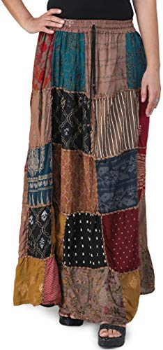 Jupe longue du Gujarat Exotic India coton imprimé patchwork ethnique dori