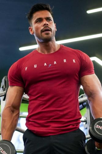 Image of FUAARK Men's Round Neck Slim fit Gym & Active wear Sports T-Shirt for Workout & Casual Wear