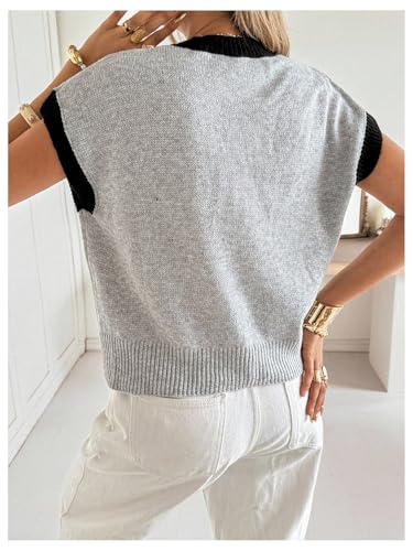Image of SOLY HUX Women's Short Sleeve Sweater 3D Floral Sweaters Pullover Tank Tops Knit Vest Trendy Fashion Clothing