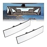 BELOMI 2 Pcs Rear View Mirror, Clip-on Wide Angle Panoramic Rearview Mirror to Eliminate Blind Spots, Interior Anti Glare HD Auto Rearview Mirror for Marine, Boat, Truck, SUV, Van (White)