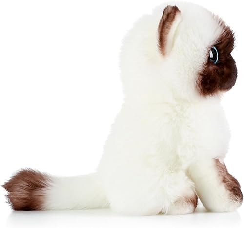 Miniatura 4 de Animal de peluche realista de gato siamés, muñeca de gato siamés de felpa de 7.9 pulgadas, juguete de peluche de gato de simulación, gato de pelo