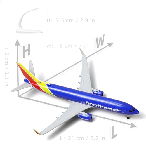 QIYUMOKE Boeing 737 Southwest 1/300 Diecast Metal Airplane Model with Stand Alloy Display plane Model Kit for Aviation Enthusiasts Collection or Gifts
