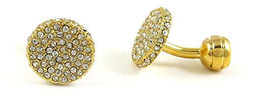 1 Par de Mancuernillas Doradas Redondas para Hombre miniatura 1