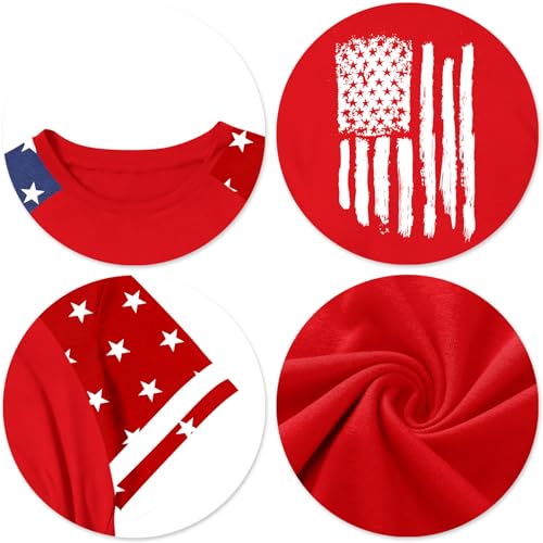 Image of CAZYCHILD Girls 4th of July USA Shirt American Flag Patriotic T-Shirt Independence Day Outfit for Kids 5-14Years