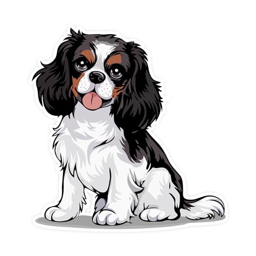 3.5" Tricolor Cavalier King Charles Spaniel Dog Sticker - Black