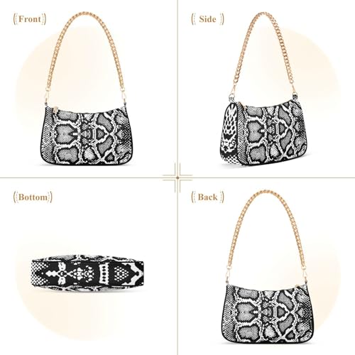 Shoulder Bag Snake Skin Black White Women Clutch Handbag Shoulder Purch Boho Bag Date Chain Bag Tote Bag Spring Holiday Birthday Gift for Girlfriend, Wife, Lover3