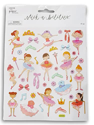 Ballerina Foil Stickers - Colorful Ballet Peel and Stick Decals for Paper Crafts – 41 Pc