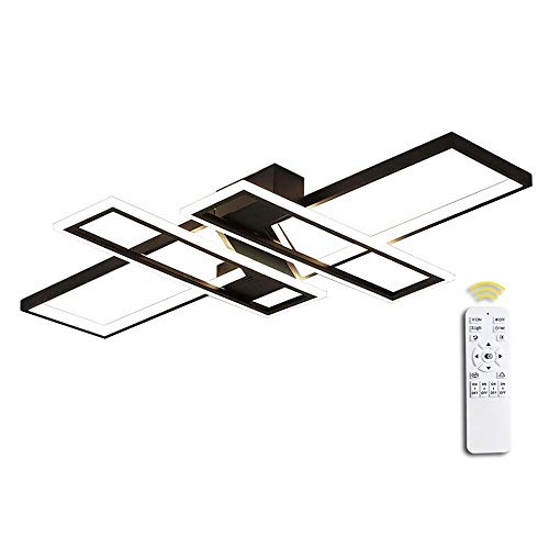 BEHWU, Plafón LED, Blanco, Negro, 90 Cm (6580 Lúmenes), 120 Cm (8120 Lúmenes), Plafón Acrílico LED, Adecuado Para Dormitorio, Comedor, Cocina, Sala De Estar (Color : Black Dimmable, Size : 120CM)