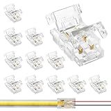 SVIANG 12Pcs 2Pin 8mm COB LED Strip to Wire Connectors, Solderless Mini-Size Extension for No Dark Area Lighting, 0-36V/5A Reusable Clip for Tool-Free Aluminum Channel 2-pin