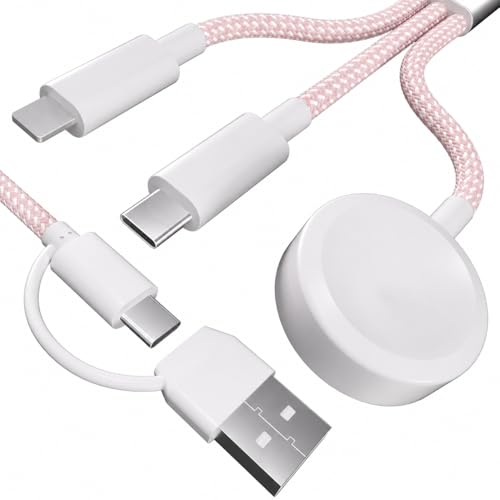 Cable de carga 3 en 2 de viaje todo en uno con múltiples salidas color rosa