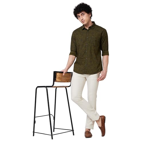Image of Spykar Printed Full Sleeve Regular Fit Shirt for Men