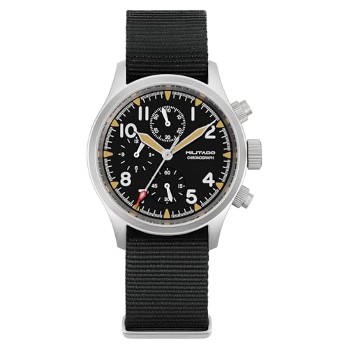 TACTICAL FROG Militado ML1868 39mm Militär Chronographen Uhren Saphirglas VK61 Quarzuhren für Herren C3 Luminous 100M Waterproof Uhr mit schwarzem Nylonarmband