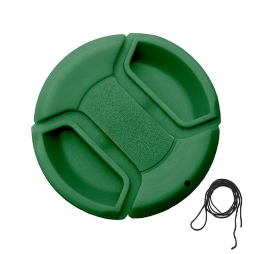 3 Pack 37/40.5/43/46/49/52/55/58/62/67/72/77/82/86mm Center Pinch Lens Cap Cover +Anti Loss Rope Red Blue Yellow White Pink Green Front Lens Cap Compatible with 55mm Cameras (Green,55mm)