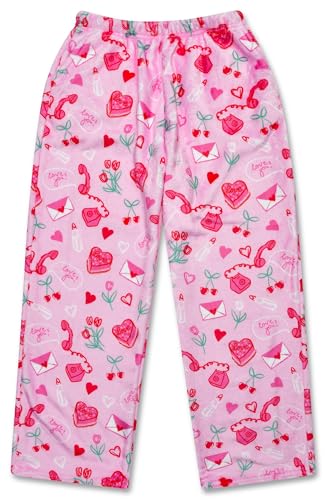 Image of iscream Big Girls Silky Soft Pretty Print Plush Fleece Pants - Love Fest Collection