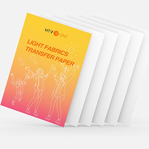 Image of HTVRONT Heat Transfer Paper for T Shirts - 6 Pack Printable Heat Transfer Vinyl 8.5 inch X 11 inch - Wash Durable Iron on Transfer Paper for Inkjet Printer