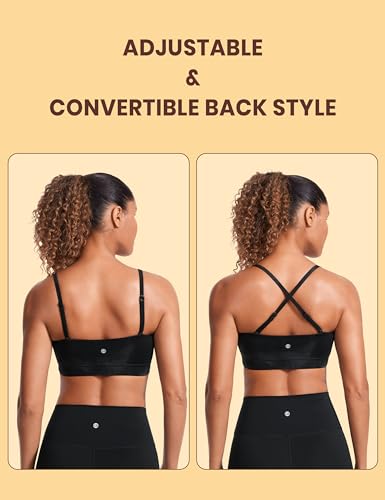 Image of CRZ YOGA Butterluxe Thin Strap Sports Bra | Light Support, Removable Pads, Yoga, Extremely Soft, Square Neck, Adjustable Back, for Women