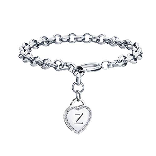Image of CaleesLLC Letter A to Z Initial Charm Bracelet Adjustable Stainless Steel Anklet Personalized Wrist Link for Women