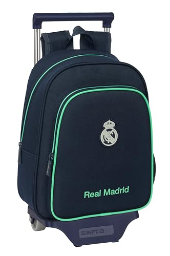 REAL MADRID 2ª EQUIPACIÓN 25/26 - Mochila Infantil con Carro Safta 705, Ideal para Niños de Diferentes Edades, Cómoda y Versátil, Calidad y Resistencia, 27x10x33 cm