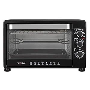 WOLTU Mini-Oven 32 Liter met timer Uitneembare Kruimellade 100-250 ℃ 1600W, Mini-Oven voor Pizzabrood Kippenvleugels, Zwart