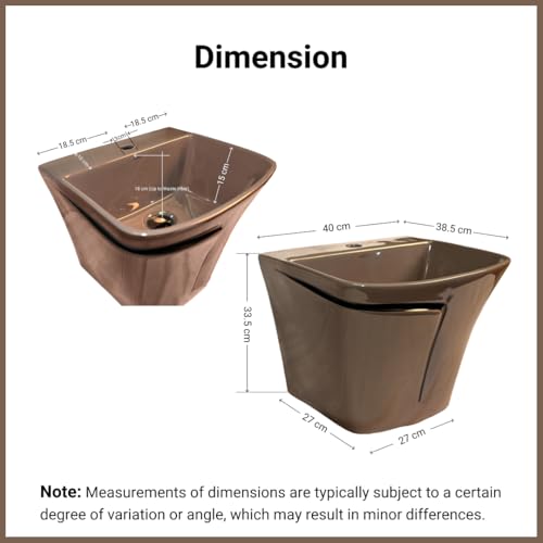 Image of Wall Mounted Wash Basin for Bathroom | Wall Hung Wash Basin /Sink (15.35 x 16.14 x 13 Inch, SFKOP - 225)