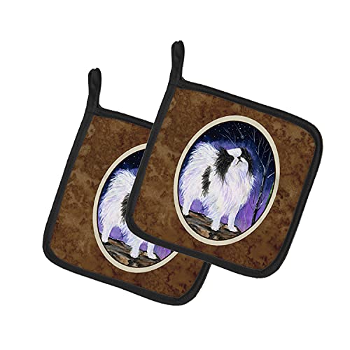 Caroline's Treasures SS8070PTHD Japanese Chin Pair of Pot Holders Kitchen Heat Resistant Pot Holders Sets Oven Hot Pads for Cooking Baking BBQ, 7 1/2 x 7 1/2