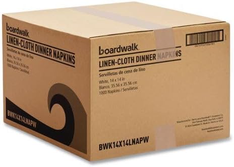 Boardwalk Linen-Feel Dinner Napkins, 1000 Count, 1-Ply, 14"x 14, White, Premium Disposable, Flat, Crease-Free, Made in the USA