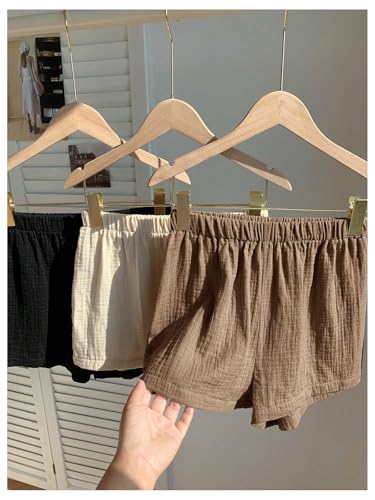 Image of MakeMeChic Women's 3 Pack Linen Shorts Gingham Striped Beach Shorts | Summer, Plaid, Cover Up Shorts