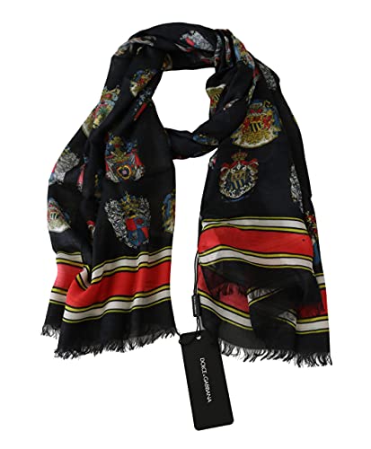 Dolce & Gabbana Black Medal Neck Wrap Mens Shawl Modal Scarf
