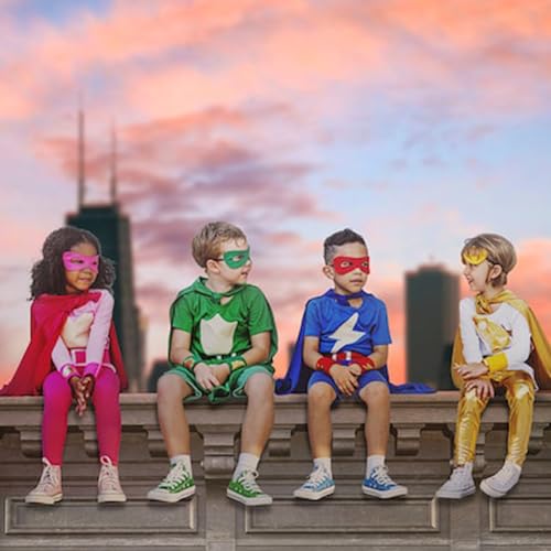 Disfraz infantil de superhéroe con capa y máscara para niñas miniatura 6