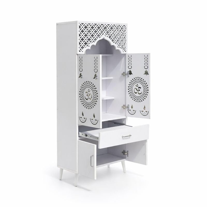 Image of MATTERHORN Ananta Pious Engineered Wood Pooja Mandir|Temple for Home|Office|Temple, Floor Mounted for Office and Shops(Qty-1, Teak Brown, MOHT-17003, 1490mmx600mmx350mm)