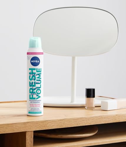 NIVEA Trockenshampoo Fresh Volume (200 ml), extra mildes Trockenshampoo Spray mit angenehmem Duft, Trockenhaarshampoo für extra Volumen & sofortige Frische