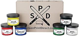 Rapid Cure® Standard Screen Printing Ink Kit - 6 Color Plastisol Ink for Screen Printing Fabric - Low Temperature Curing 8 oz. Plastisol Ink by Screen Print Direct® - Inks for Silk Screens and Mesh
