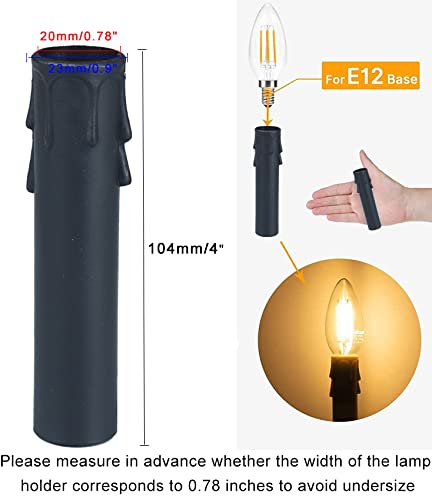 12Pcs 4"Tall Chandelier Candle Covers, Black Candle Sleeve, Candle Socket Covers, Chandeliers Base Accessories, Thick Plastic Chandelier Parts, Flame Retardant Materials,Fit To Most Chandeliers #TOP2